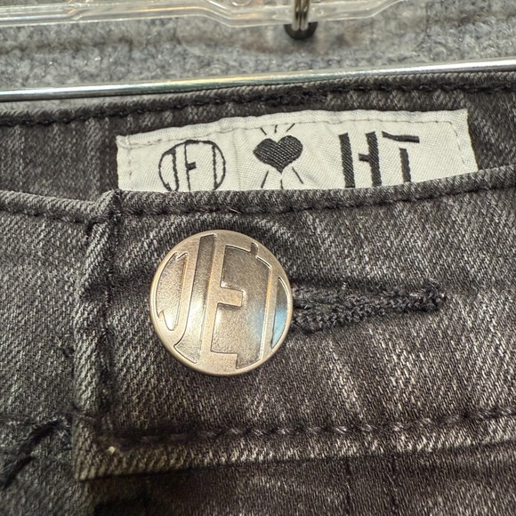 Hot Topic Jeans Womens 7 Black Punk Vtg Goth Y2K Chain Grunge Rings Grommet - Picture 9 of 12